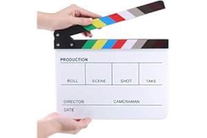 hilitchi Acrylic Plastic Slate 25 x 30 cm/10 x 12 Inch Dry Erase Director's Film 23,006 Cut Action Scene Flaps Slate with Paint Sticks