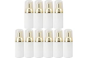 IMIROOTREE Bouteilles de Pompe en Mousse 30ML Bouteille Blanche avec Pompe en Or Mini Taille de Voyage Savon à Main Rechargeable Vide Bouteilles de Pompe à Savon Liquide moussant (10PCS)