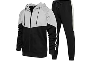 AOTORR Mens Tracksuit Set Full Zip Hooded Jacket Jogging Tops Bottoms Sweatshirt Suit with Pockets