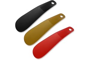 Thinp 3 sztuki, mały róg do butów, 16 cm, plastikowy róg do butów z haczykiem, leniwy pomocnik na buty, wygodny uchwyt, do butów podróżnych, róg butów, pomoc dla mężczyzn, kobiet, dzieci, niepełnosprawnych osób starszych (czerwony, czarny, złoty), Red, Gold, Black, Rozmiar Uniwersalny