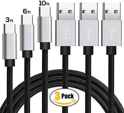 USB Type C Cable, CARLCOO [1m, 1.8m, 3m ] Braided USB Type A to C Fast Charger Cord for Galaxy Note 8, Macbook, LG G6 V20 G5,Google Pixel, Nintendo Switch, Galaxy S8