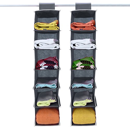 2x Hänge-Aufbewahrung 6 Fächer 72cm x 16cm x 28cm Kleiderschrank Aufbewahrung Hängeregal Organizer Aufbewahrungssystem Set – anthrazit/weiß - 2