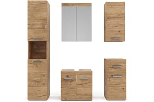 Vicco set mobili bagno Luna, Quercia Wotan, 5 parti