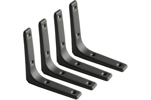 SAYAYO Equerre Etagere Murale Charge Lourde, Fixation Flottante Support pour Salon Chambre Cuisine, Support Etagère Murale en Métal, 100mm*100mm mm Noir 4 Pcs, EJR100B-4P