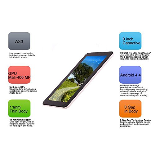 Auntwhale N98 9 Inch Android 4 4 Tablet PC Allwinner A33 Quad Core 1GB 16GB 800x480 WiFi W  Mic US Plug