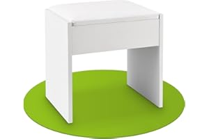 Juskys Tocador Melly Con Taburete - Madera Con Cojín Acolchado y Funda de Polipiel - Moderno y Acolchado de 40 x 30 x 43 cm en Blanco