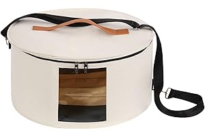 Ohiyoo Round Hat Storage Box with Lid, 16 x 8 Inch Foldable Box for On the Go, Hat Box Travel Hat Box for Men & Women, Stuffed Toy Storage Container with Lid (White)