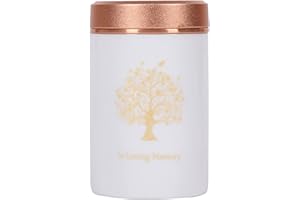 YOUDEAR MEMORIALS Kleine Urne für menschliche Asche – 7,6 cm Baum des Lebens handgefertigte Urne – schöne kleine Andenkenurnen – Mini-Urne aus Keramik – für 12,7 cm Asche