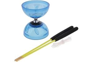 chiwanji Diabolo & Sticks & String Ensemble Professionnel de Diabolo en Caoutchouc avec des Jouets de Bâtons - Bleu, 10 cm