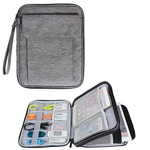 Damero Univesale Reisetasche Organiser Tasche mit Doppelschicht zur Aufbewahrung von Speicherkartenfächer für Ipad, Kabel und Festplatte, Dunkelgrau