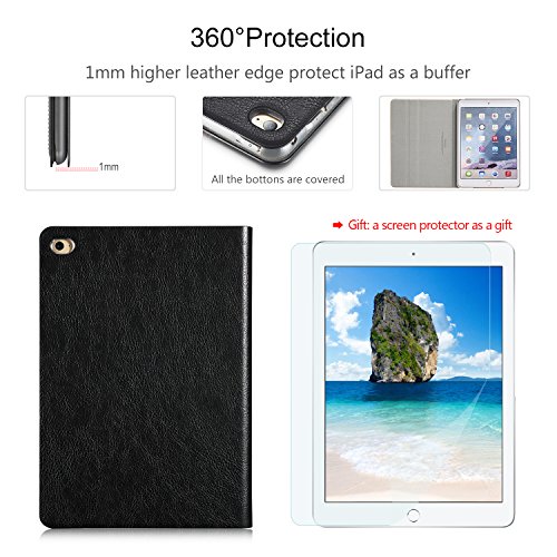 AUAUA iPad Mini 4 Hülle, iPad Mini 4 Hülle Leder Tasche Schutzhülle mit Auto aufwachen / Schlaf Funktion + Clear Schutzfolie (Gift) für Apple iPad Mini 4 Hülle Zoll Apple Tablet - 4