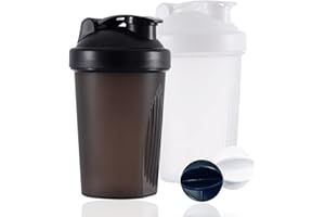 HIUSITY Shaker Proteinshake, Protein Shaker mit Kugel für Super Cremige Fitness Eiweiß Shakes, Proteinshake Becher, Gym Shaker, Langlebiger, Auslaufsicherer, Geruchsneutraler Shake Becher, 400ml
