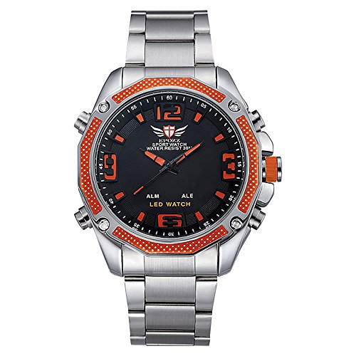 epozz Edelstahl Sport Herren Armbanduhr Uhren Verkauf Best Running Armbanduhr Taucher Uhren für Männer Quarz Watch Full Stahl Watch Warterproof