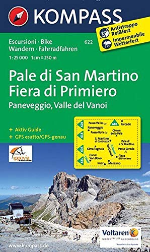 Pale di San Martino - Fiera di Primiero - Paneveggio - Valle del Vanoi: Wanderkarte mit KOMPASS-Lexikon und Radrouten. GPS-genau. 1:25000. Dt. /Ital. [Lingua tedesca]
