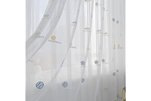 Lsimeru Vorhang Kinderzimmer Junge Fussball Muster 140x260 Lang Vorhänge Kräuselband Transparent Gardinen Durchsichtig Kinder Dekoschal 2 Stück für Fenster Schlafzimmer