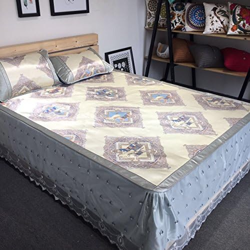 uus Detachable bed skirt ice silk summer bed mat three-piece 1.5m soft folding 1.8 meters summer mat can be washed air-conditioned bed sheet ( Color : D , Size : 2.0m (6.6 inch) )