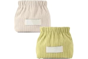HOEMUDY 2PCS Corduroy Elastic Hair Tie Organizer,Portable Travel Corduroy Elastic Storage Bag, Corduroy Lipstick Bag, Corduroy Organizer, Cosmetic Bag Handbag Small Pouch Purse Case for Cosmetics, Crafts (D)