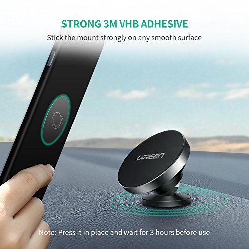 UGREEN Supporto Auto, Supporto Magnetico Cellulare Auto Porta Cellulare su Cruscotto con Adesivo 3M Rotazione di 360 Gradi per iPhone X / 8 Plus / 8, Samsung Galaxy S9/ S9+/ S8, Huawei P20/ P20 Lite.
