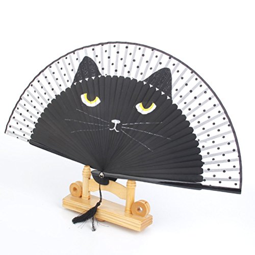 OULII Hand-Fan Männer Hand Held Fans Falten Fan Party Favor (schwarz) - 2