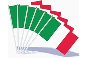 AhfuLife Italiane Bandiere Tenute a Mano, Mini Bandiera Italiana per Attività Patriottiche, Celebrazioni della Giornata Nazionale ed Eventi Sportivi, Decorazioni per Calcio Europeo(15 pezzi)