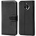 Produktbild Conie Handyhülle für Motorola Moto C - Bookstyle- Klapp- Serie, Etui aus PU Leder, Moto C Booklet Flip Hülle Schwarz