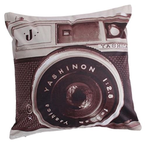 Hangqiao 3D Camera Print Cushion Cover Plush Couch Throw Sofa Pillow Case , Style 1