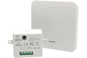 GEU Kit Interrupteur Sans Fil avec Émetteur et Contrôleur Récepteur 10A 220V 433Mhz Interrupteur D'éclairage Sans Fil pour Salon Chambre Cuisine pour Lampe Jusqu'à 1500W Télécommandé Portée de 50-200 M