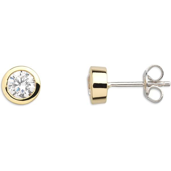 Donna Orecchini Argento 925 Bicolore Zirconi Bianchi Sterling