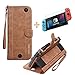 Produktbild Nintendo Switch Case, Brieftasche Style Tragetasche, PU Leder Protect Flip Travel Cover für Nintendo Switch, mit 10 Kartenhalter und Stand Funktion - Braun