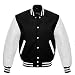 Produktbild Herren Echt Leder/Wolle Letterman Jacke Schwarz W/Weiß Leder Ärmel Regular)