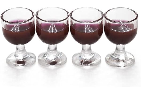 Odoria Miniature 1/12 Verre à Vin 4Pcs Accessoire Maison de Poupée, Vin Rouge