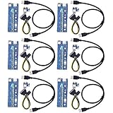 T-Module Updated PCI-E Express 1x to 16x Powered Riser Cables 0.6m USB3.0 SATA to Molex 6 Pin Kit Pack of 6, GPU Adapter Card Extender Cable Building Ethereum Mining Rig ETH Miner USB Extension Cable