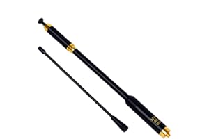 HYS Antena retráctil SMA-Female VHF/UHF 144/430 MHz de doble banda extraíble y reemplazable para radio de 2 vías Baofeng Quansheng Wouxun