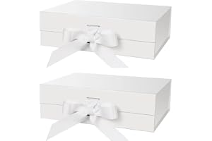 KAHEIGN 2 st magnetiska presentaskar med lock, 31 cm x 22 cm x 10 cm vitt papper presentförpackning brudtärna förslagslåda me
