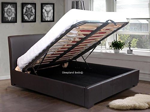 Sleepland Beds 4ft 6 Chester Faux Leather Ottoman Storage Bed (Brown)
