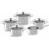 Fissler Copenhagen 5-Piece Stainless Steel Cookware Set, 3 Pots with Glass Lid, 1 Saucepan with Glass Lid and 1 Saucepan With