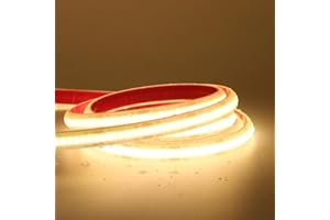 XUNATA Ruban LED COB Autocollant, 320Leds/m IP68 étanche 12V Super Lumineux Bandeau flexible Ruban LED Light Strip pour Escalier, Chambre, Noël, Fête, etc (Blanc chaud, 1M)