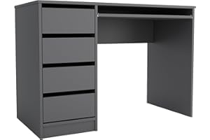 ‎BRENT Brent - Schreibtisch mit Schubladen und Tastaturablage Gregory B:110xH:77xT:55 cm, Computertisch mit Stauraum, Kinderschreibtisch für Jugendzimmer, Schreibtisch Grau