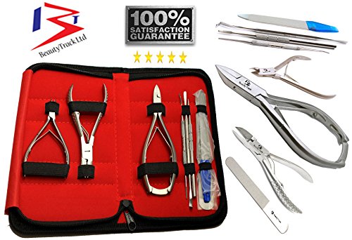 Toenail Clipper Set for Thick Toenails Clippers Cutter Satin Edge Heavy Duty Toenails Clipper Kit Pack of 8 pieces. Included Nail Cutter Nipper and Foot file, Nail File, Diamond Dust Coated file and Travel Pouch