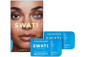 ‎SWATI Aquamarine (Blau) - 1 Monate Kontaktlinsen Farbig - SWATI Cosmetics Natürlich Aussehende Kontaktlinsen