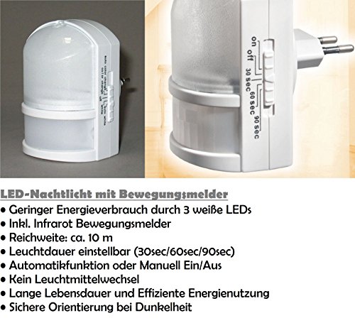 LED Nachtlicht mit Bewegungsmelder – Sicherheitslicht mit Automatikfunktion direkt 230V ©Trango-Brilon-Leuchten - 2
