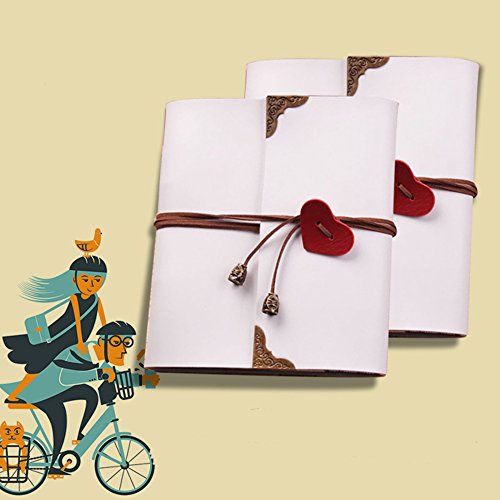 Debon Leder Cover DIY Fotoalbum, Scrapbook Bild Foto Album für Jahrestag Geburtstag Weihnachten Hochzeit Gästebuch, M Weiß - 4