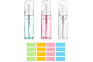 QOMJUFA Dispenser Sapone Schiuma, 3 Pezzi 60 ml Bottiglia di Schiuma, Transparent Dispenser Sapone Schiuma Foam Bottle Riutilizzabili per Cosmetici, Lozione, Bagno, Shampoo Liquidi (Verde+Rosa+Trasparente)