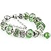 Produktbild Ziwater Pandora Charms Armband Retro Silber Diamanten Blume DIY Wulstige Armband Handgemachte Beads Modeschmuck (19cm, Grün)