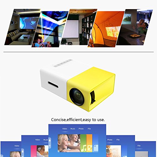 Beweglicher Miniprojektor, HuiHeng Multimedia LED Projektor Unterstützungs SD / AV / USB / HDMI Eingang für Video Film Spiel Unterhaltung Hauptkino Theater Projektor mit Fernsteuerungs und eingebauter Lithium Batterie - 5