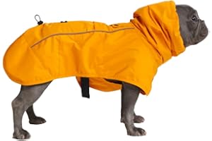 Spark Paws Chubasquero para perro, impermeable, resistente al viento, para perros pequeños, medianos, grandes, extragrandes, reflectantes, transpirables, cobertura de cuerpo completo, color amarillo