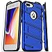 Produktbild ZHIKE iPhone 7 Plus/8 Plus Hülle, Stoßfestes Hart PC-Gehäuse Soft Silikon Impact Defender Cover mit Ständer Ständer und gehärtetem Glas Display Schutz für Apple iPhone 7 Plus/8Plus Case (Tiefes Blau)