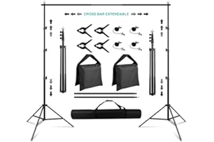 Backdrop Stand 8.5×10ft, SEDGEWIN Einstellbare Fotografie Hintergrund Unterstützung System Kit für Foto Video Studio Bildschirm mit Tragetasche, Frühling Klemmen Hintergrund Musselin Clip Halter