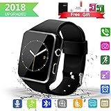 Bluetooth Smartwatch, Wasserdicht Smart Watch mit SIM Kartenslot Whatsapp Touchscreen, Intelligente Armbanduhr Sport Fitness Tracker Armband fur Android ios Damen Herren (X6)