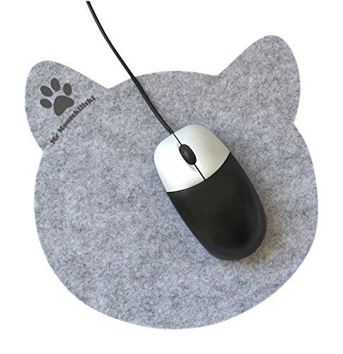 MR MOUSEKILLSKI – stylisches Mousepad aus hochwertigem Filz | perfekt für Katzenliebhaber | vielfältig einsetzbar als originelle Unterlage| hervorragende Anti-Rutsch-Beschichtung | grau-meliert - 2